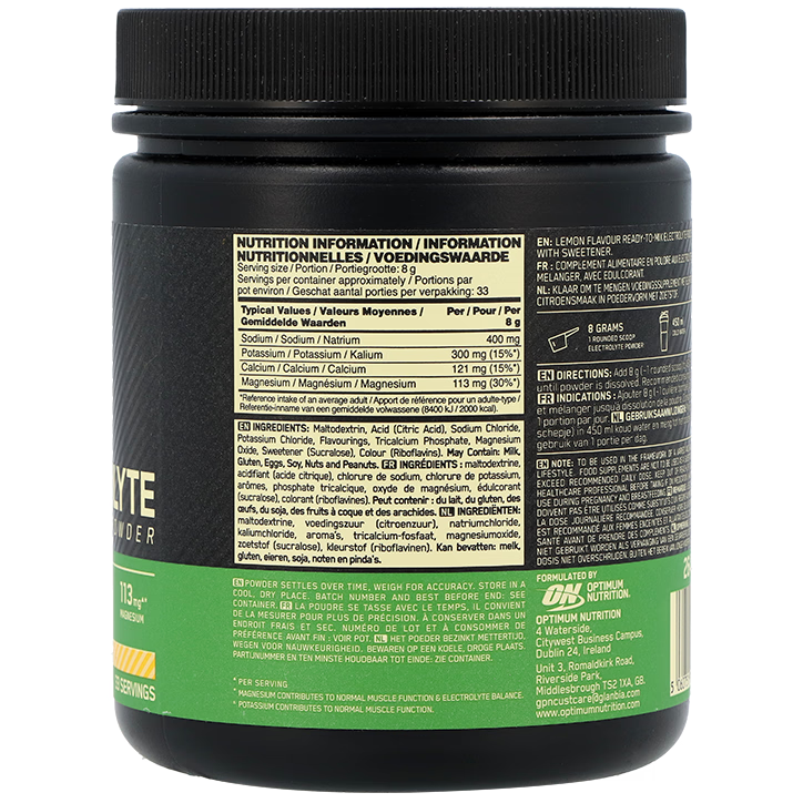 Optimum Nutrition Electrolyte Powder Lemon 264g