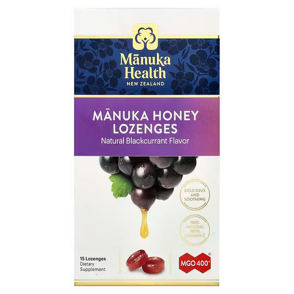 Manuka Health Manuka Honey Lozenges with BLACKCURRANT 4.3g 15 Lozenges