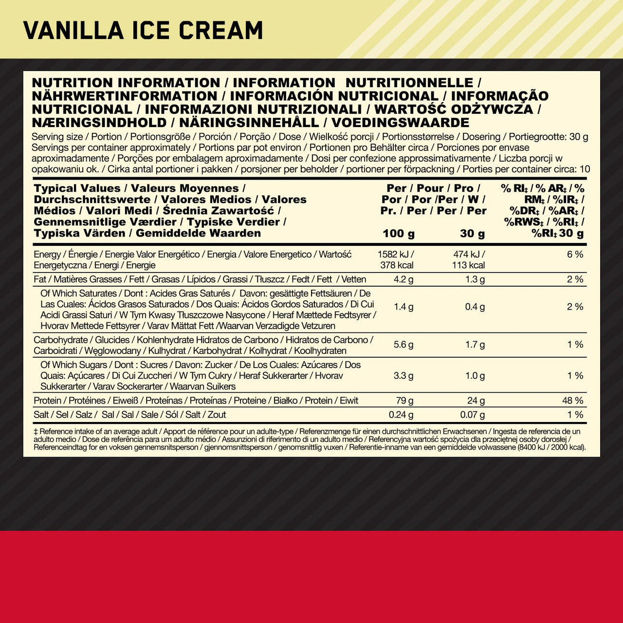 Optimum Nutrition Gold Standard Whey Protein VANILLA ICE CREAM 300g