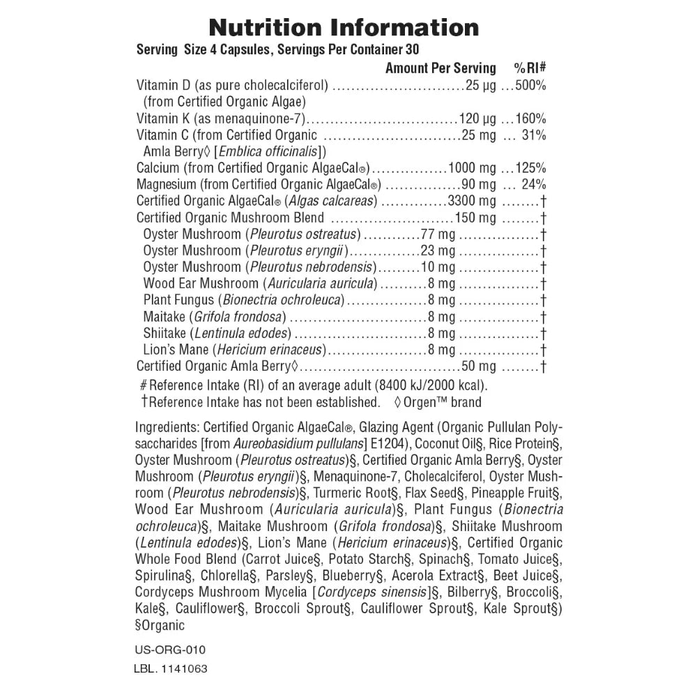Nature's Plus Source of life GARDEN ORGANIC BONE SUPPORT VCAP 120
