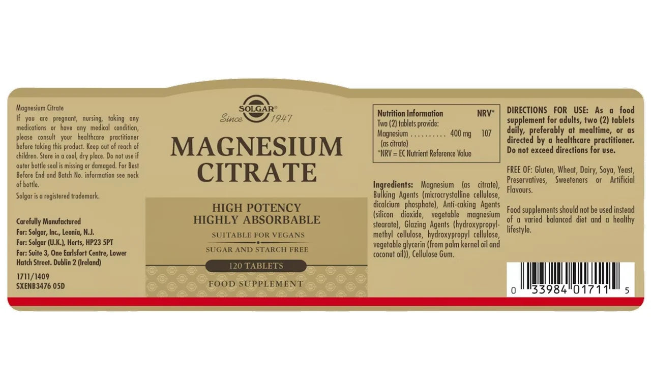 Solgar Magnesium Citrate 120s