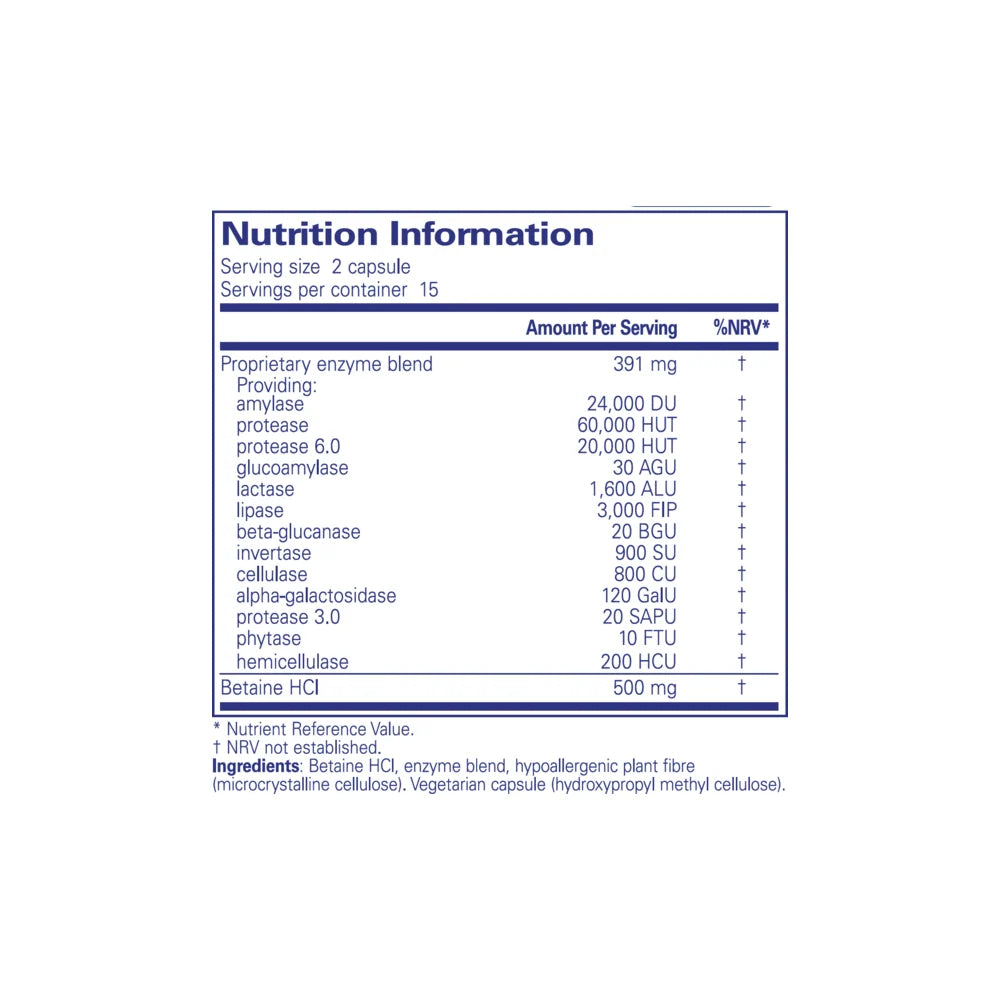 Pure Encapsulations Digestive Enzyme With Beatine 30Capsules