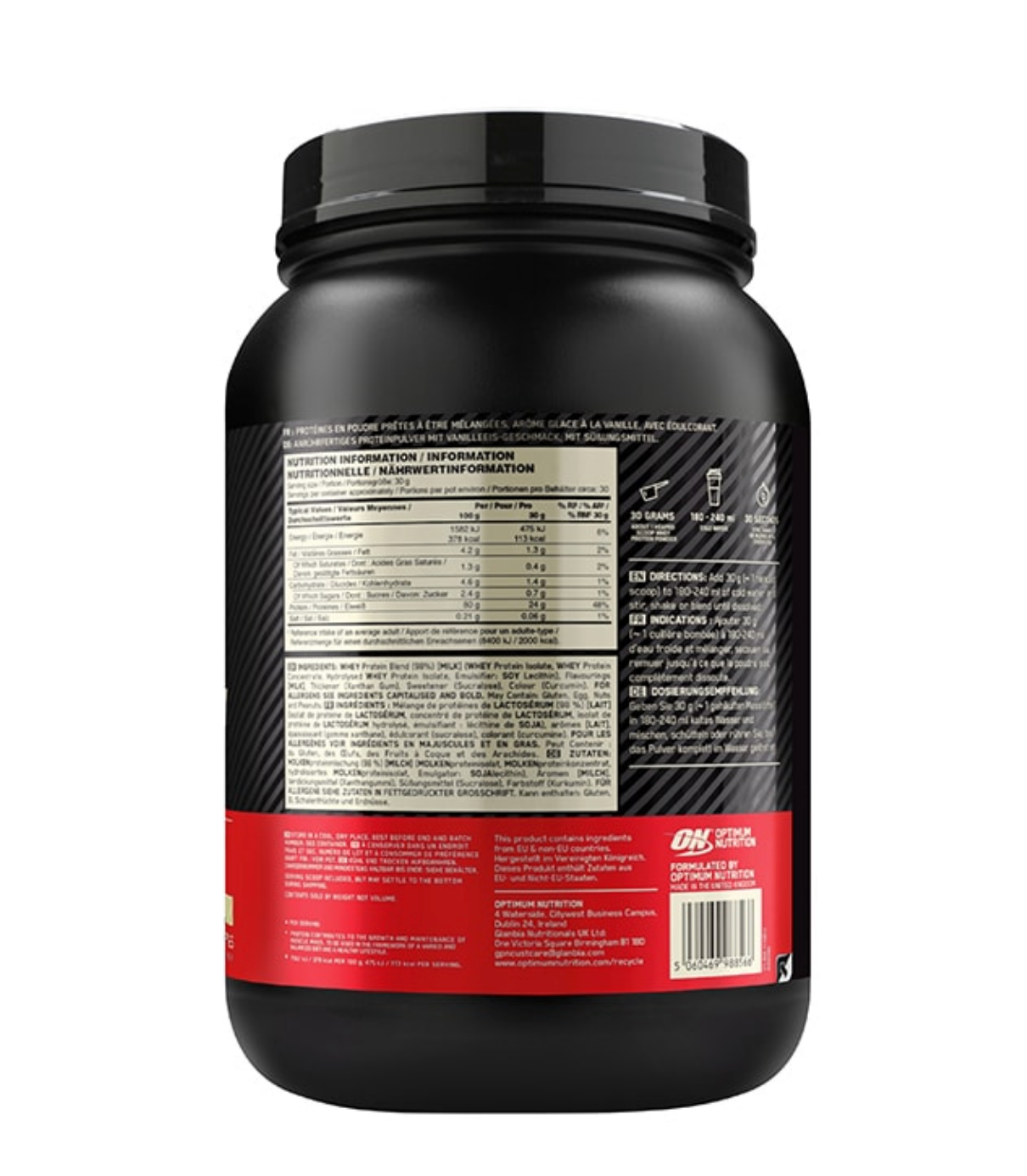 Optimum Nutrition 100% Whey Gold Standard Vanilla Ice-cream 900G