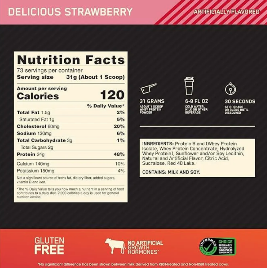 Optimum Nutrition 100% Whey Gold Standard D Strawberry 900G