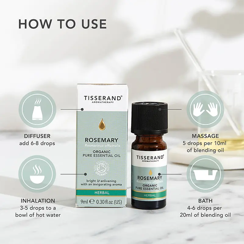 Tisserand Rosemary Organic Pure Essential Oil 9ml