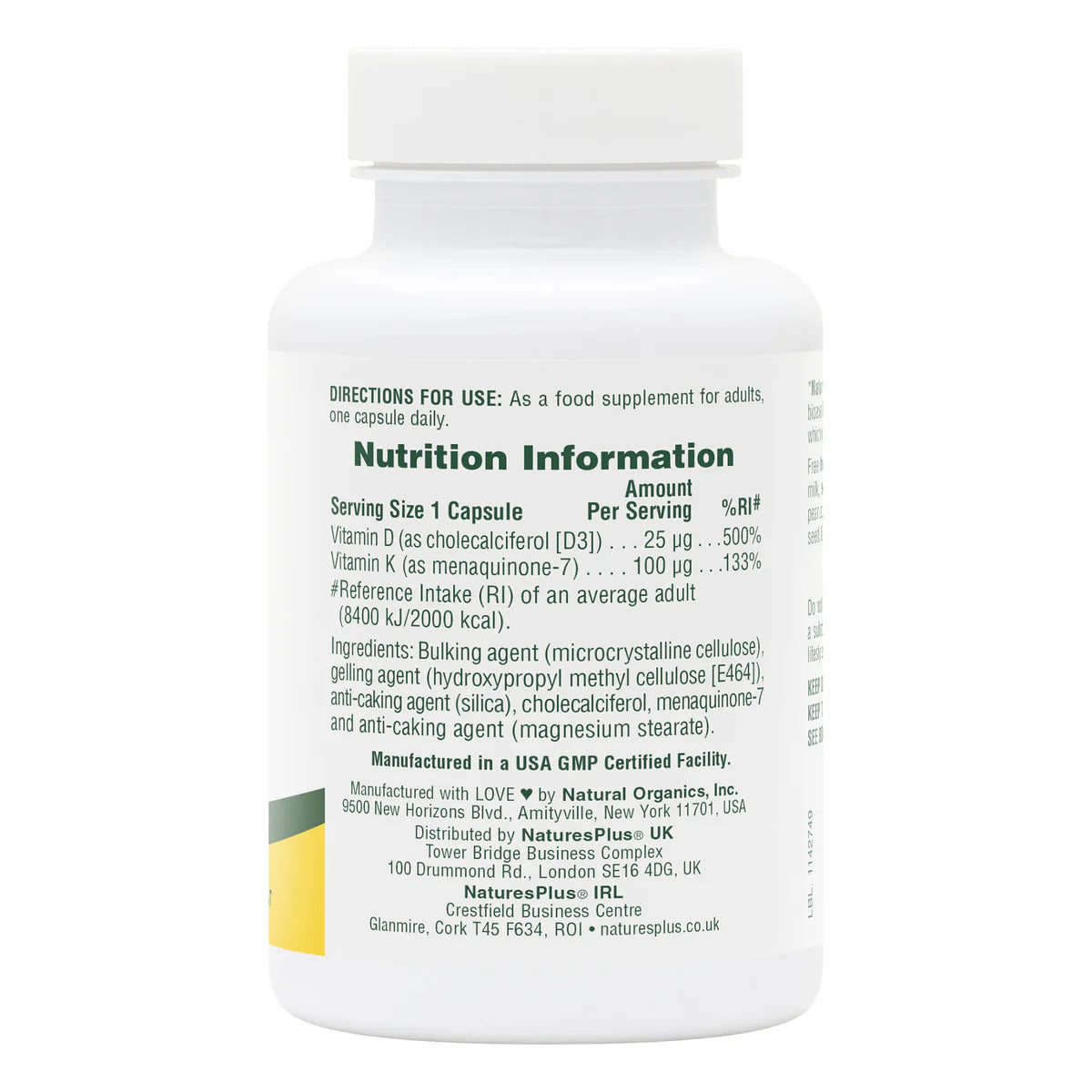 Vitamin D3 1000 IU K2 100 MCG 90 Capsules