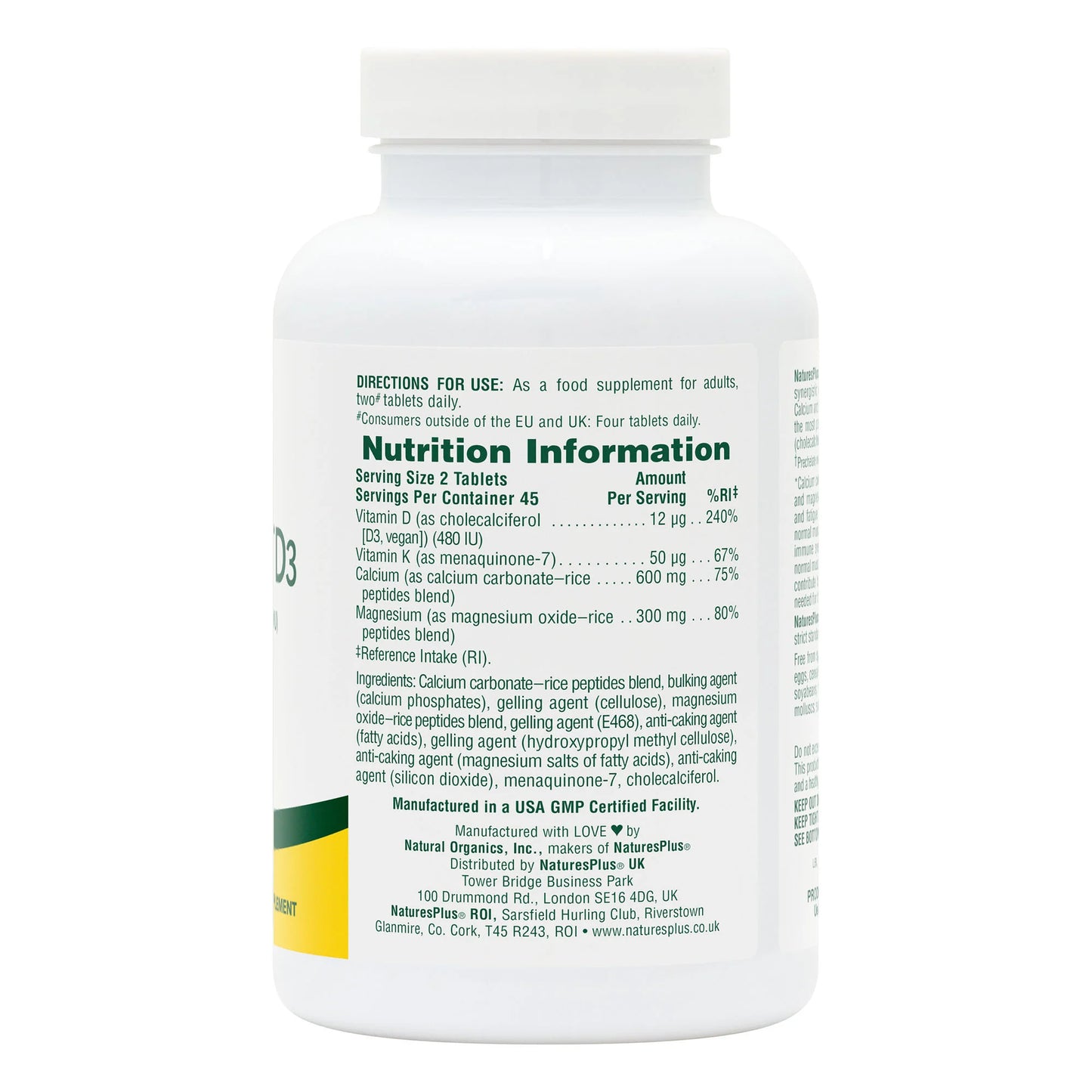 Nature's Plus Calcium/Magnesium/Vitamin D3 with K2