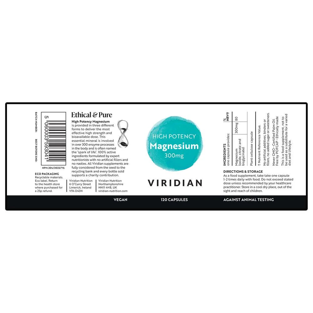 Viridian High Potency Magnesium 300Mg 120S