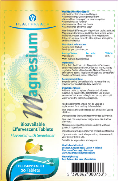 HEALTHREACH Magnesium - Effervescent Tablets 20's