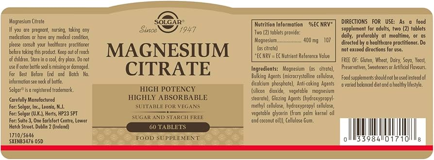 Solgar Magnesium Citrate 60s
