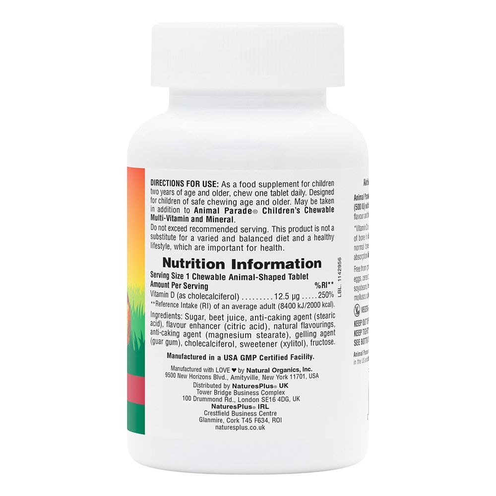 Animal Parade Vitamin D3 500 IU 90 CHEWABLE Tablets