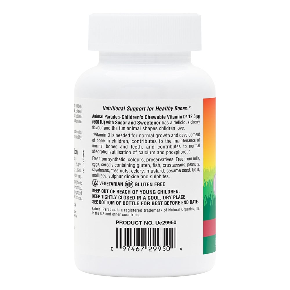 Animal Parade Vitamin D3 500 IU 90 CHEWABLE Tablets