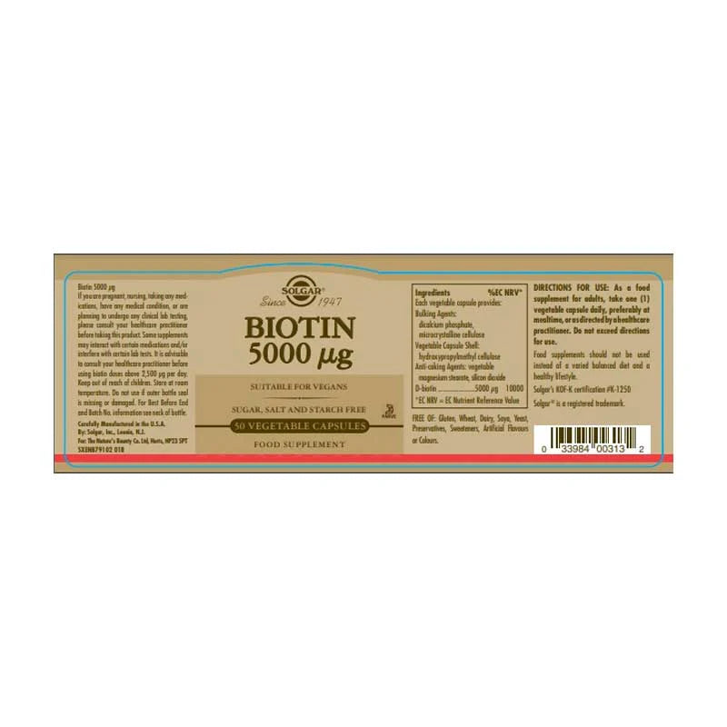 Solgar Biotin 5000 Ug