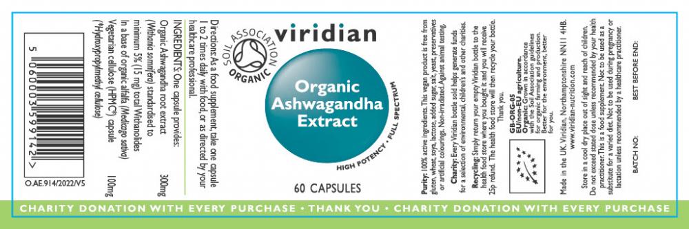 Viridian Organic Ashwagandha Extract 60S
