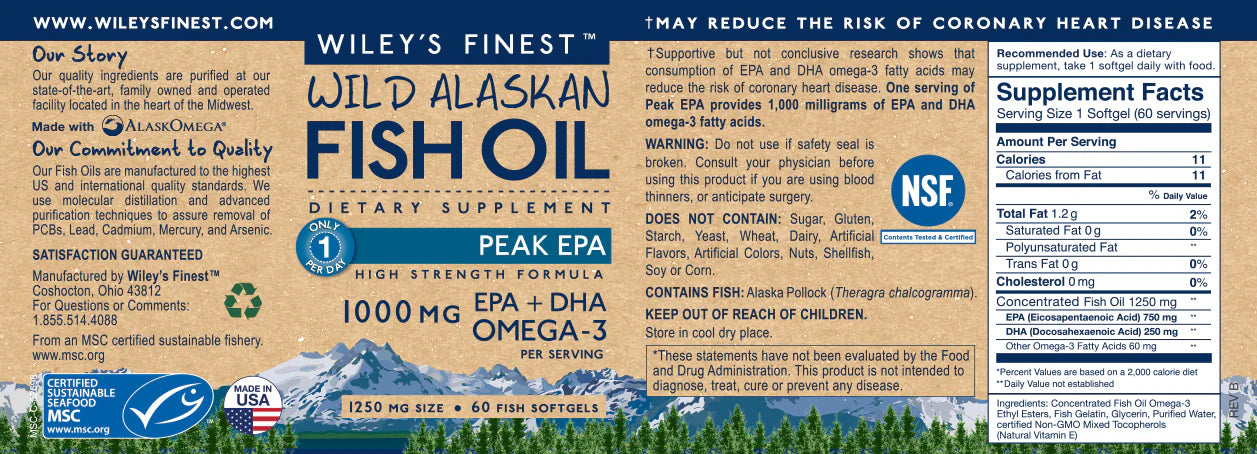 Wiley's Finest Fish Oil Peak EPA 60 Capsules