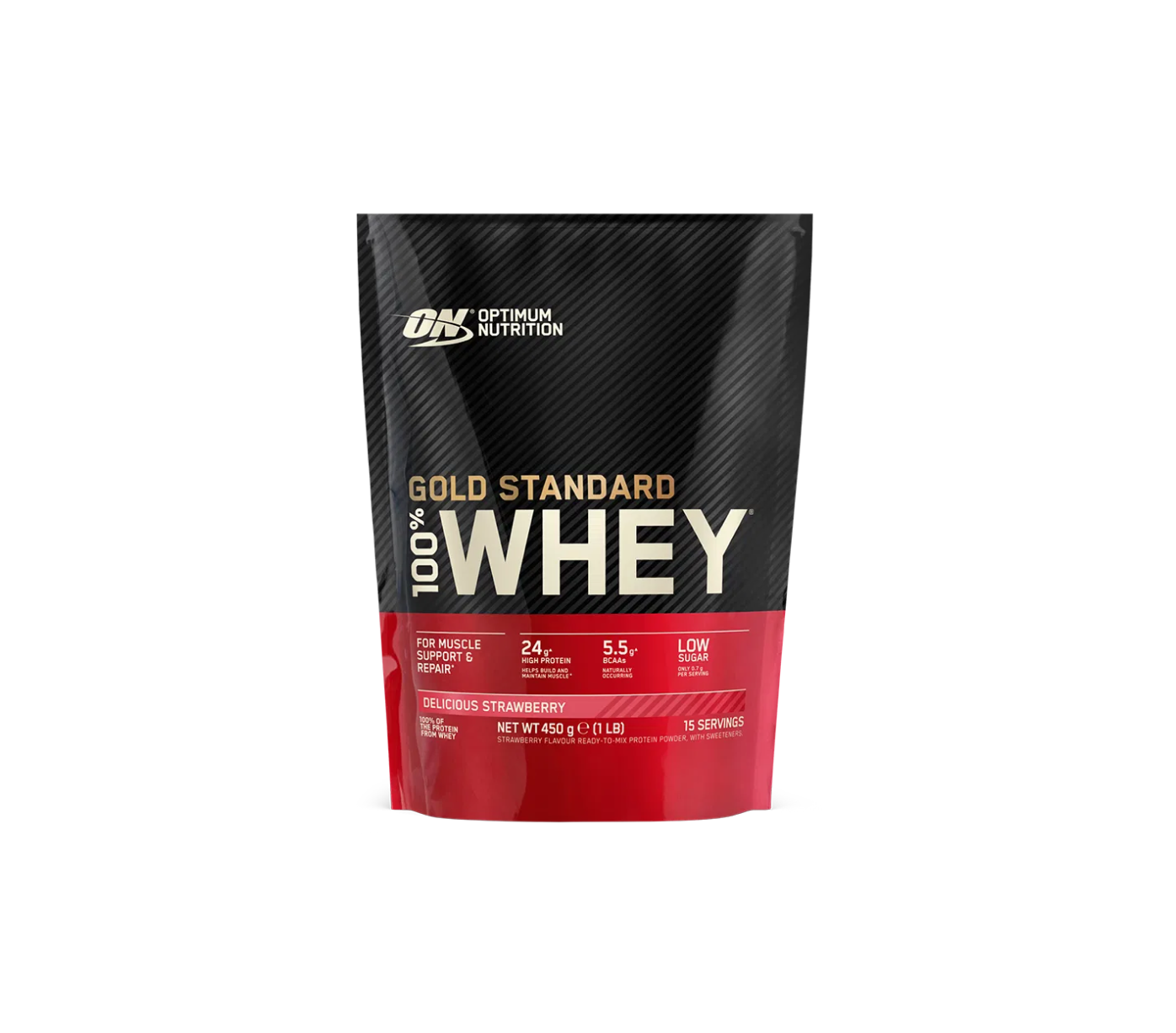 Optimum Nutrition Gold Standard 100% Whey Protein Powder - Delicious Strawberry 450g