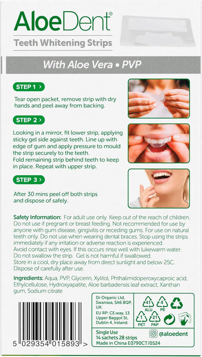AloeDent Teeth Whitening Strips (14 Day Treatment Pack)