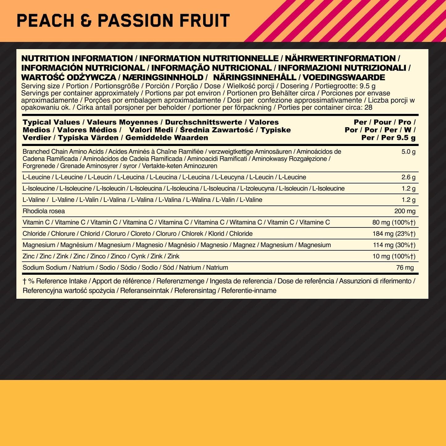 Optimum Nutrition Gold Standard BCAA Train + Sustain Powder 266g - Peach & Passion Fruit