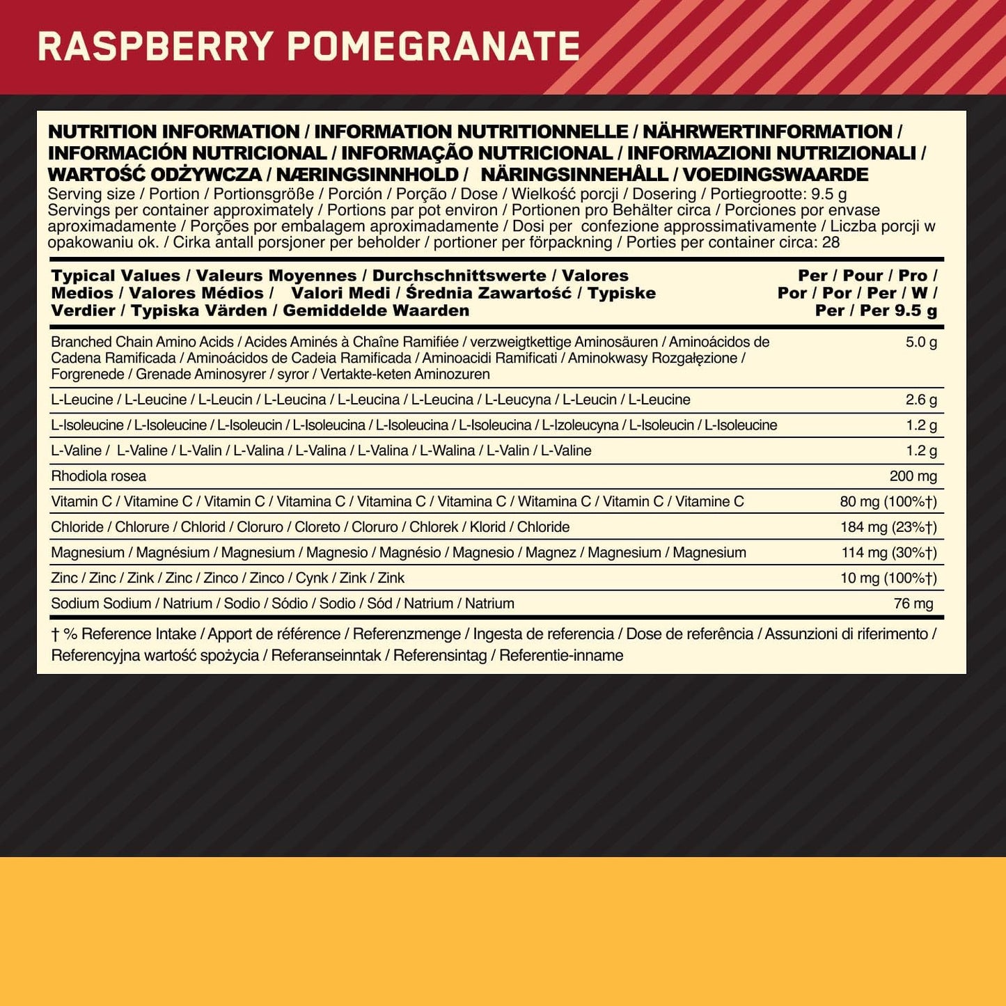 Optimum Nutrition Gold Standard BCAA Train + Sustain Powder 266g - Raspberry & Pomegranate