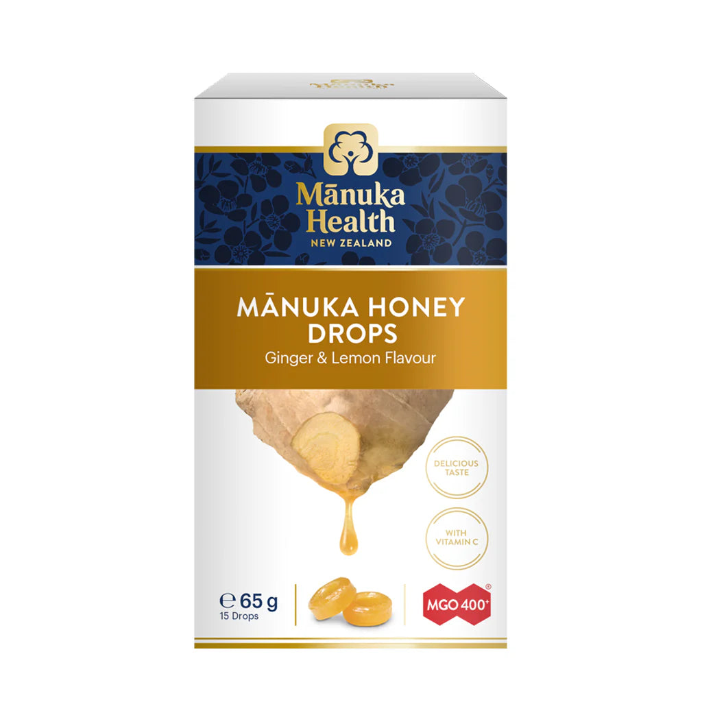 Manuka Health Manuka Honey Drops with GINGER & LEMON 4.3g 15 Lozenges