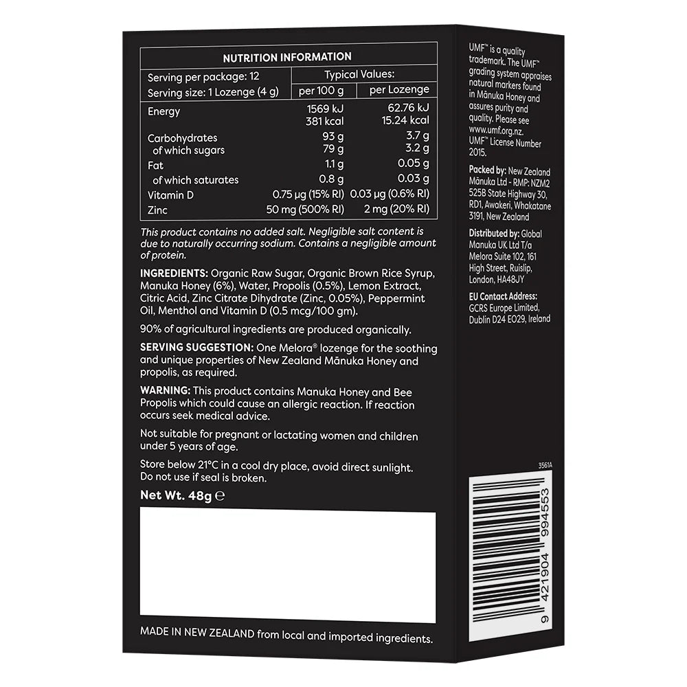 Melora Manuka & Propolis Lozenges Blackcurrant 50g