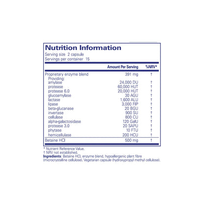 Pure Encapsulations Digestive Enzyme With Beatine 30Capsules