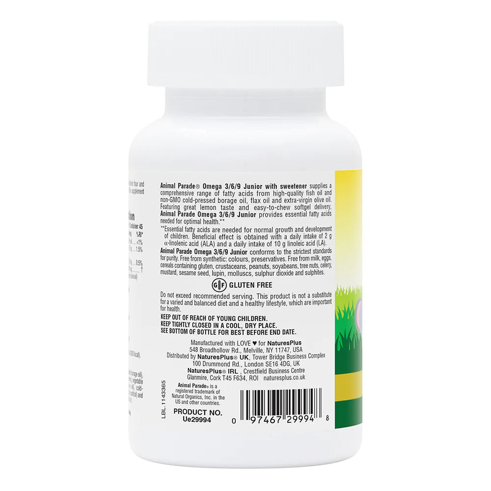 Nature's Plus Animal Parade Omega 3/6/9 Junior Softgel 90