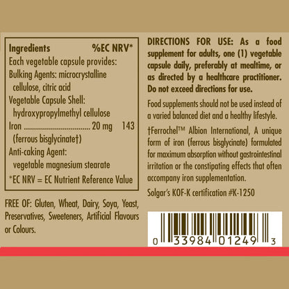 Solgar Gentle Iron 20mg 90 Capsules