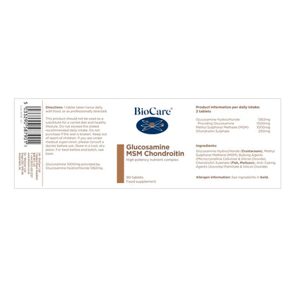 BioCare Glucosamine MSM Complex Chondroitin 90 Tablets