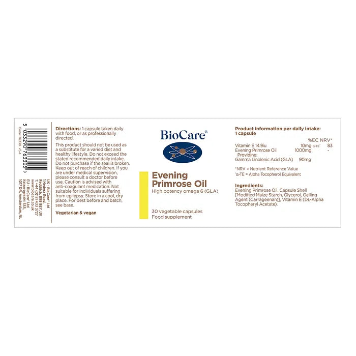 BioCare Evening Primrose Oil 30 Capsules
